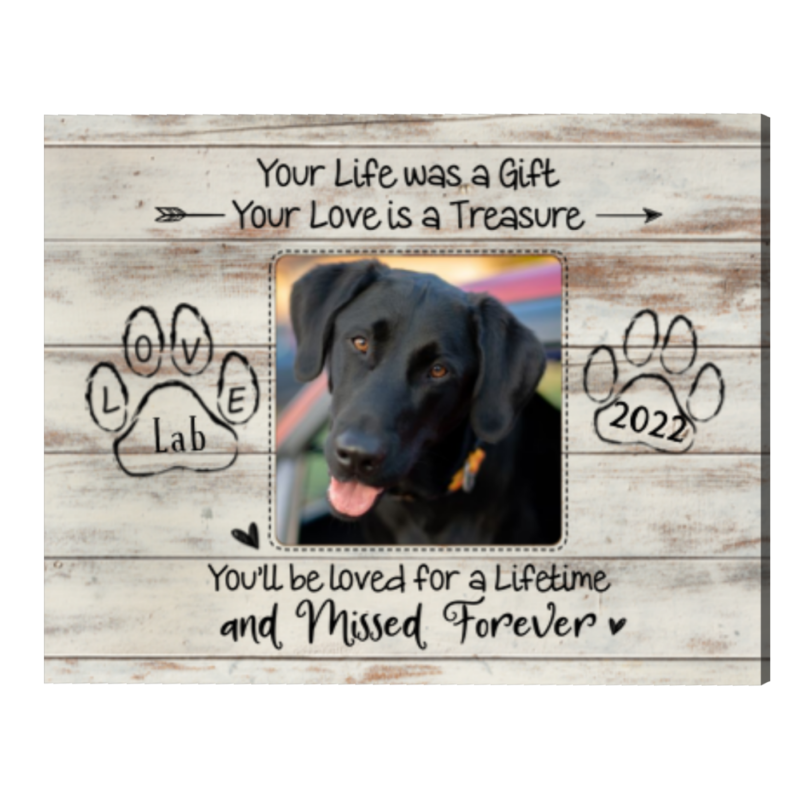 Dog Memorial Gifts Personalized, Custom Photo Pet Memorial Wall Art, Your Life Is A Gift Dog Print, Pet Remembrance Gifts
