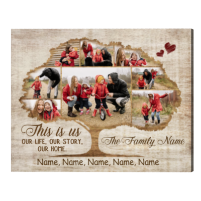 Family Tree Photo Collage Canvas Family Tree with Pictures Personalized Family Tree Gift Gift for Parents Grandparents