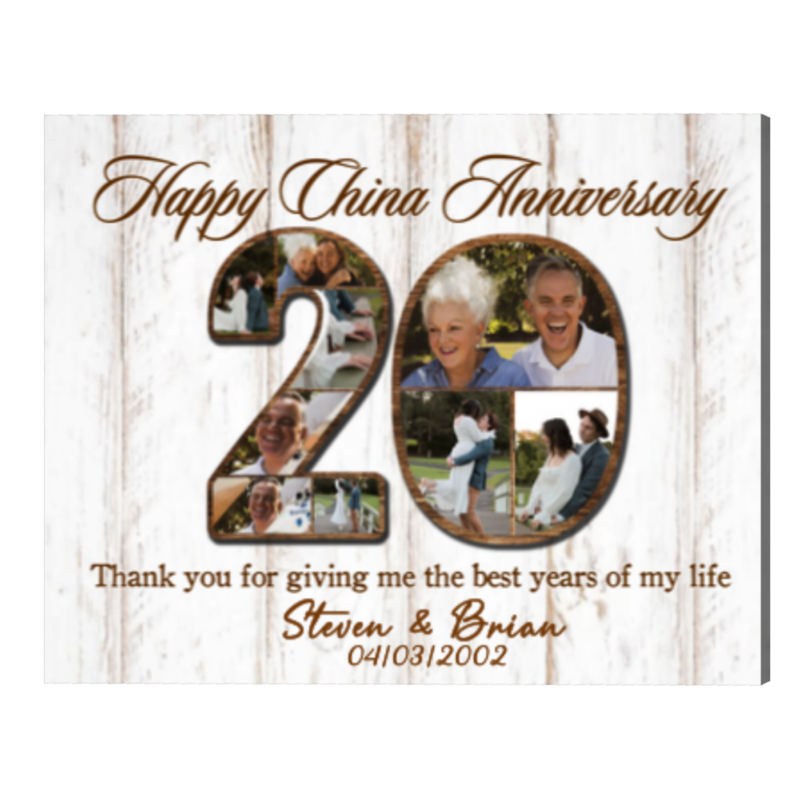 Personalized 20 Years Anniversary Gifts Photo Collage, 20th Anniversary Wedding Gift for Him for Her