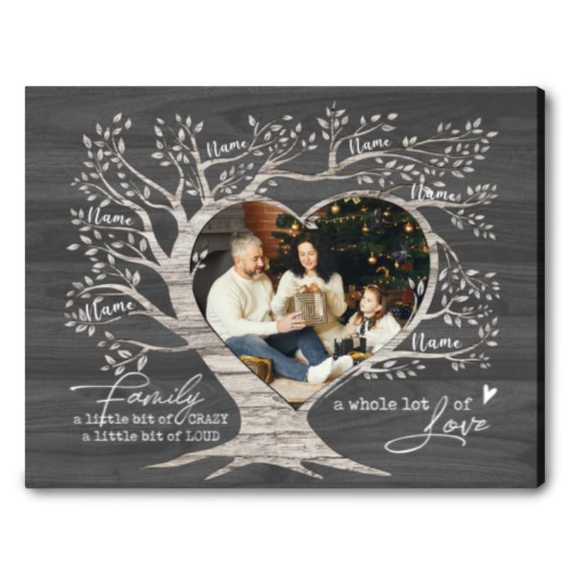 Custom Family Tree Canvas with Names, Personalized Family Wall Decor, Christmas Gift for Parents Grandparents